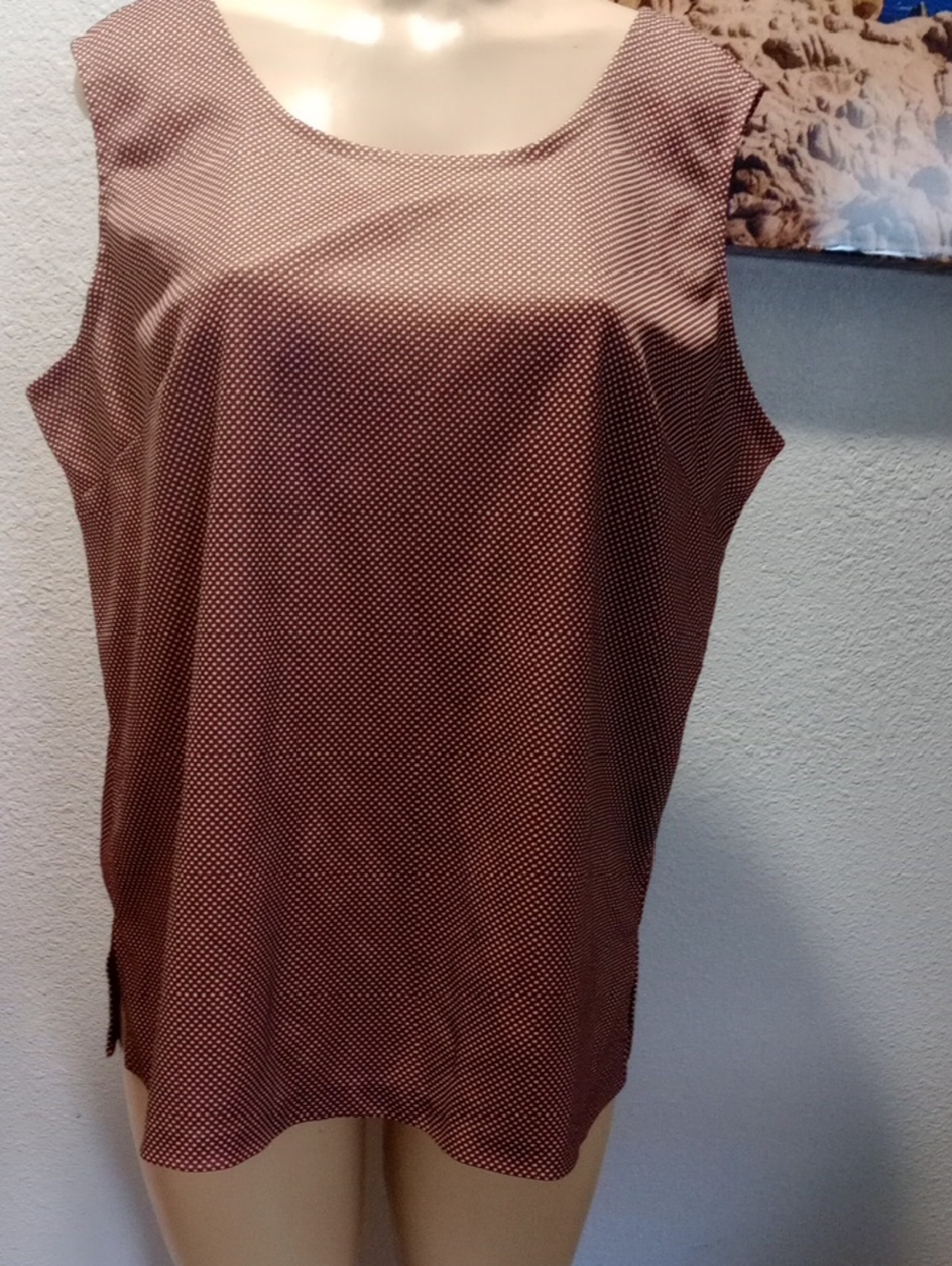 Sleeveless Polka Dot Shell Top - Brown & White